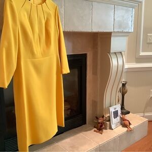 Escada Yellow Sheath Dress with Bishop Sleeves